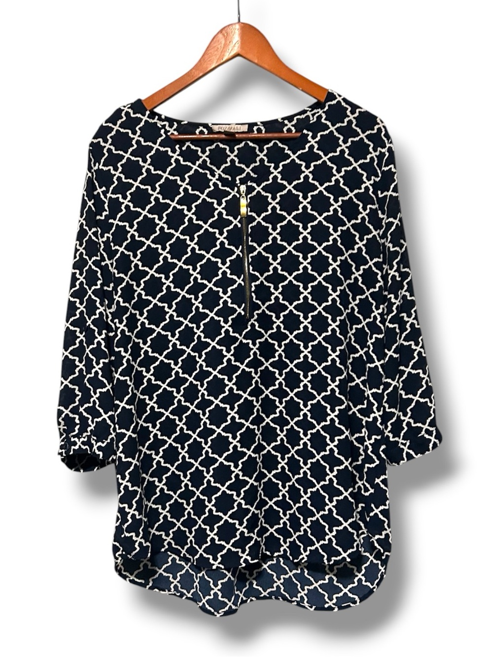 [Roz & Ali] Navy Patterned Blouse